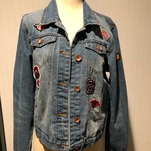 Jean Jacket with Patches slightly distressed